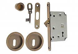 Брава за плъзгаща врата об.ключ  125х33 мм, патина