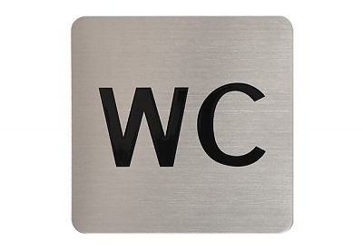Табелка за WC врата, квадратна самозалепваща се 3M 70 mm x 70 mm x 1 mm, нер. стомана 304