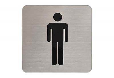 Табелка за WC врата МЪЖКА квадратна самозалепваща се 3M 70 mm x 70 mm x 1 mm, нер. стомана 304