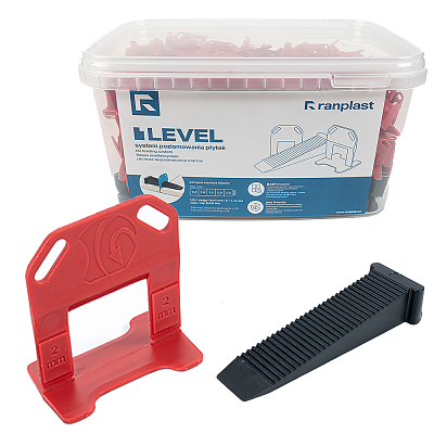 Нивелиращи клипсове 2,0 мм (200)бр. + клин (100)бр. + кофа