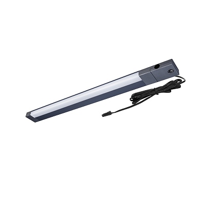 LED  тяло GLOVIA за шкафове и чекмеджета 363мм, 463мм, 564мм,  764 мм,  864мм, 963мм  графит. 12V DC   4000K 168LED/м. к-кт . 
