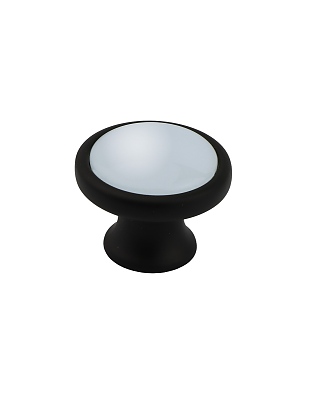 Мебена дръжка, топче черно с бяло стъкло, №366