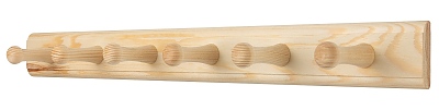 Дървена закачалка 6 куки , небоядисана, бор 350x35, FSC